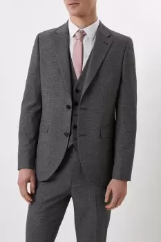 image of Mens Slim Fit Grey Texture Grid Check Suit Jacket