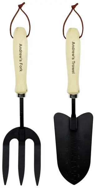 image of Personalised Memento Company Personalised Message Fork And Trowel Set