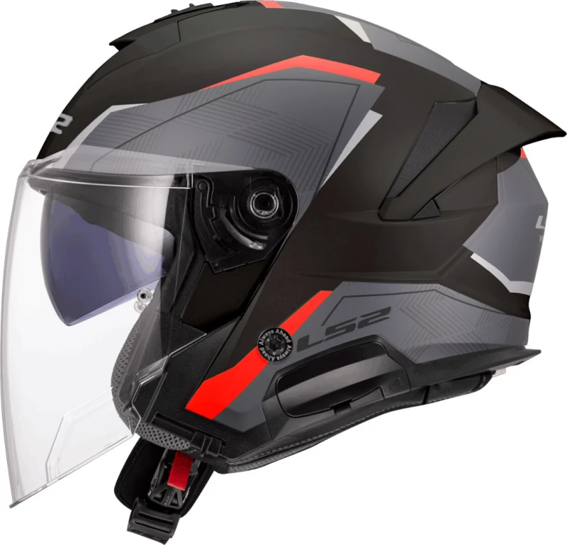Image of LS2 OF618 Verso II Air Jet Helmet, black-red, Size XL for Men