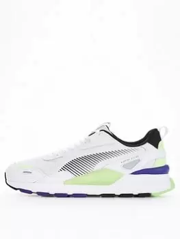 Puma RS 3.0 Synth Pop Trainers - Black, White/Green, Size 7, Men