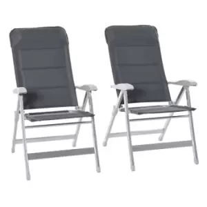 Image of Outsunny Set of 2 Padded Folding Deck Chairs - Grey