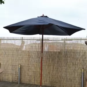 image of 2.3m Wooden Garden Parasol 38mm Shaft & Pulley - Black