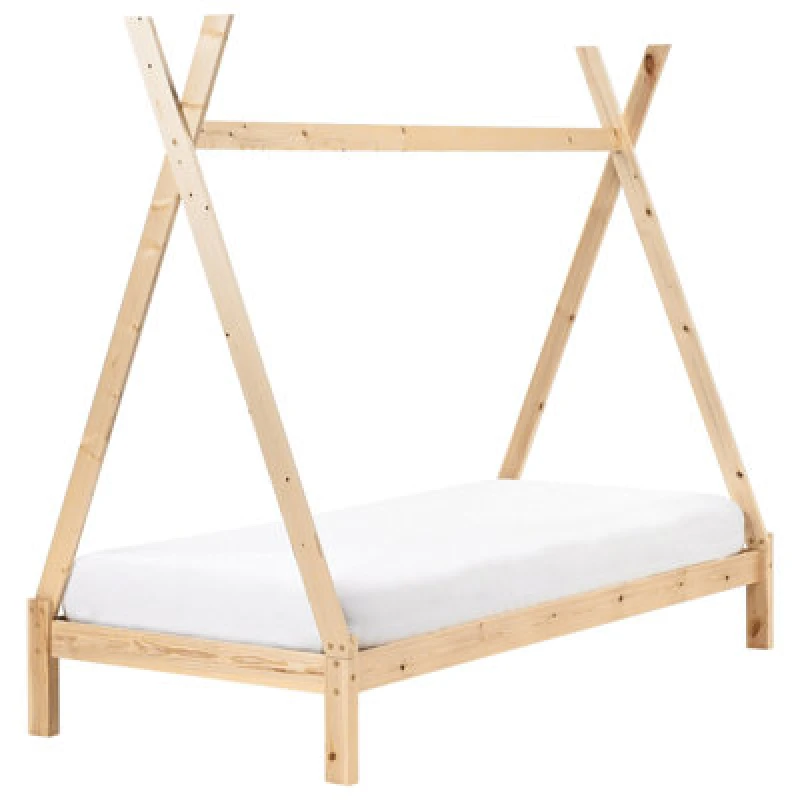 Image of Beliani Kids Bed Teepee Pine Wood Devay 90 X 200 Cm (Eu Single) Light Brown