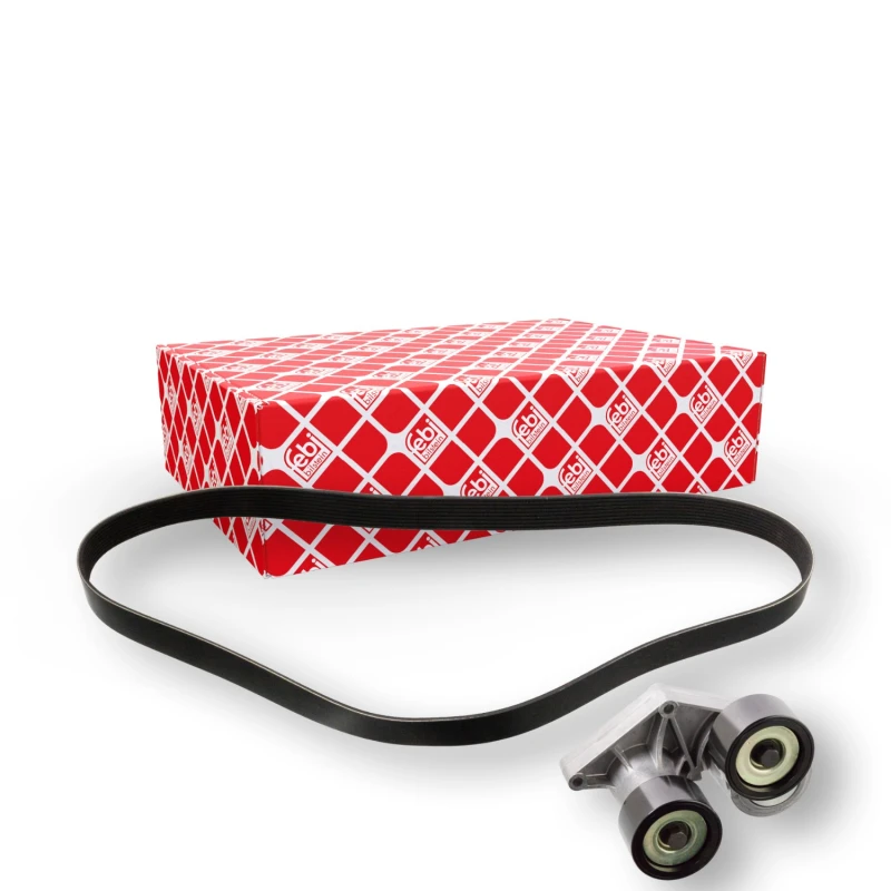 Image of FEBI BILSTEIN 106002 V-ribbed belt set with tensioner element V-Ribbed Belt Set (542)