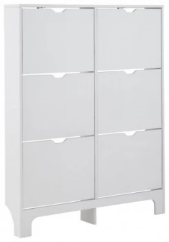 image of 6 Drawer Narrow Shoe Cabinet - White