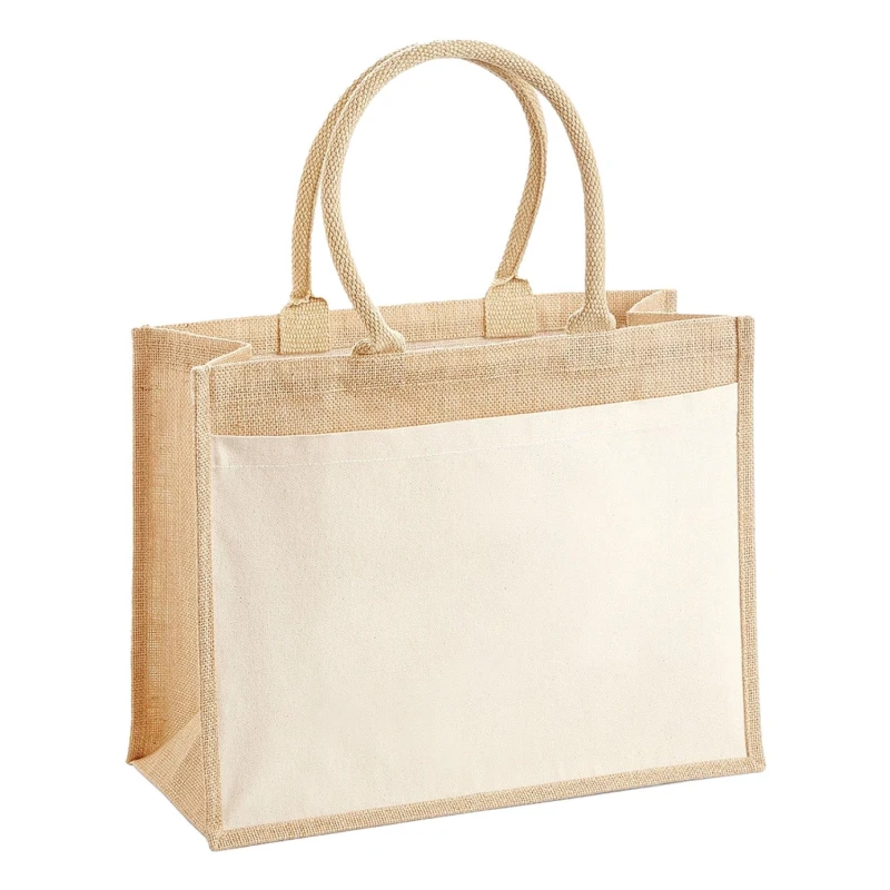 Image of Westford Mill Womens Jute Pocket Shopper Bag in Natural Natural Female One Size