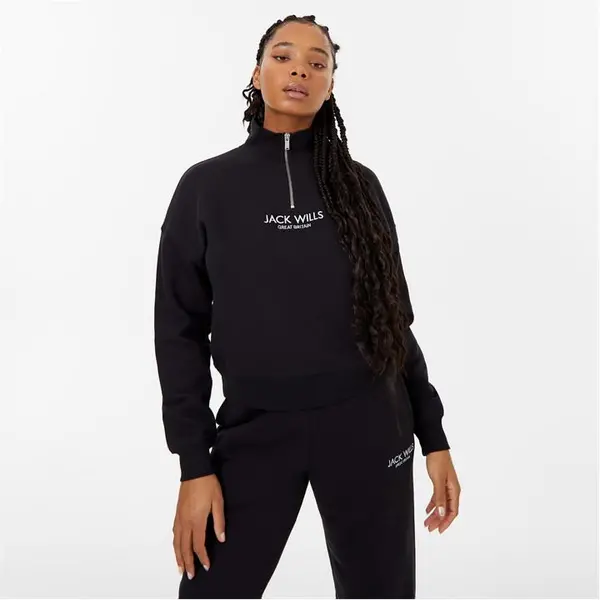 image of Jack Wills Honeylane Half Zip Sweatshirt - Black 4