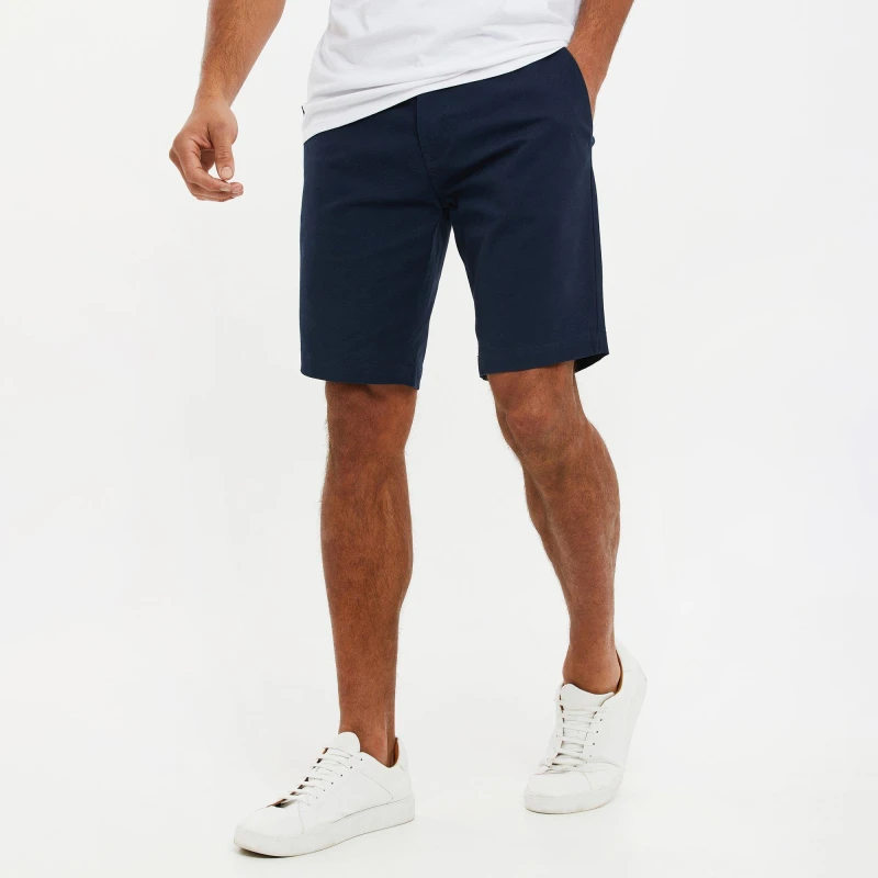 Image of Threadbare Cotton 'NorthSea' Slim Fit Chino Shorts Navy