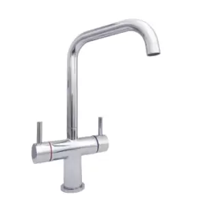 image of Enza Roscoe Chrome Twin Lever Kitchen Mixer Tap