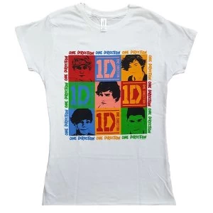 Image of One Direction - 9 Squares Ladies Large T-Shirt - White