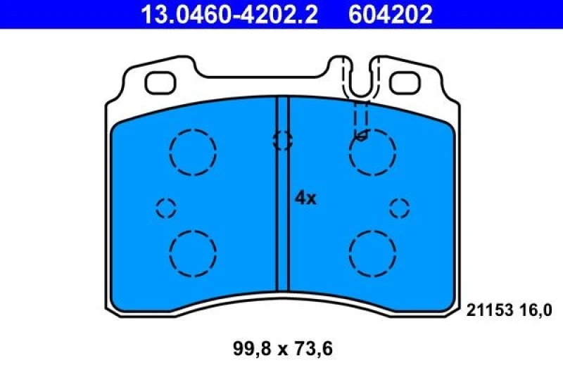 Image of ATE 13.0460-4202.2 Brake pad set excl. wear warning contact Brake Pad Set,disc brake (402)