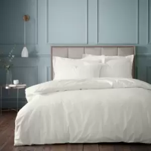 Image of Plain Dye 100% Egyptian Cotton 180 Thread Count Duvet Cover and Pillowcase Set, Cream, King - Bianca