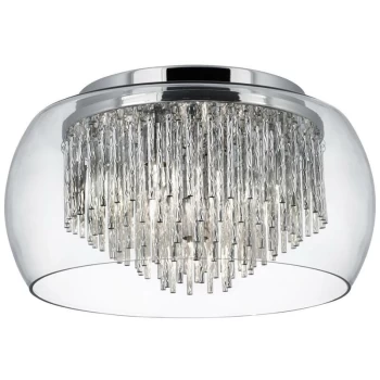 image of Searchlight Curva - 4 Light Flush Ceiling Light Chrome and Glass, G9