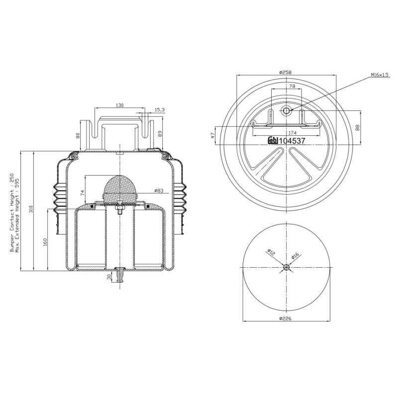 Image of FEBI BILSTEIN 104537 Boot, air suspension Front Axle Boot,air suspension (324)