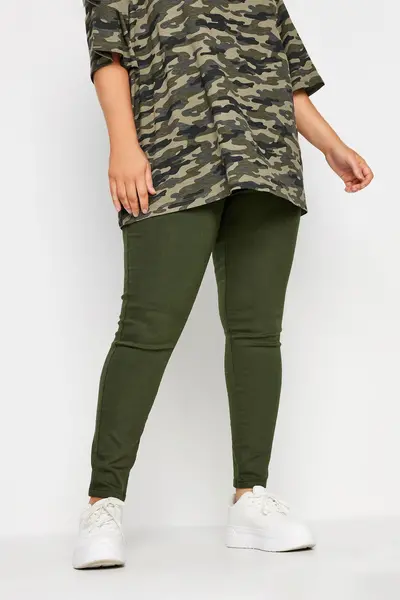 image of Yours Pull On Jeggings Green