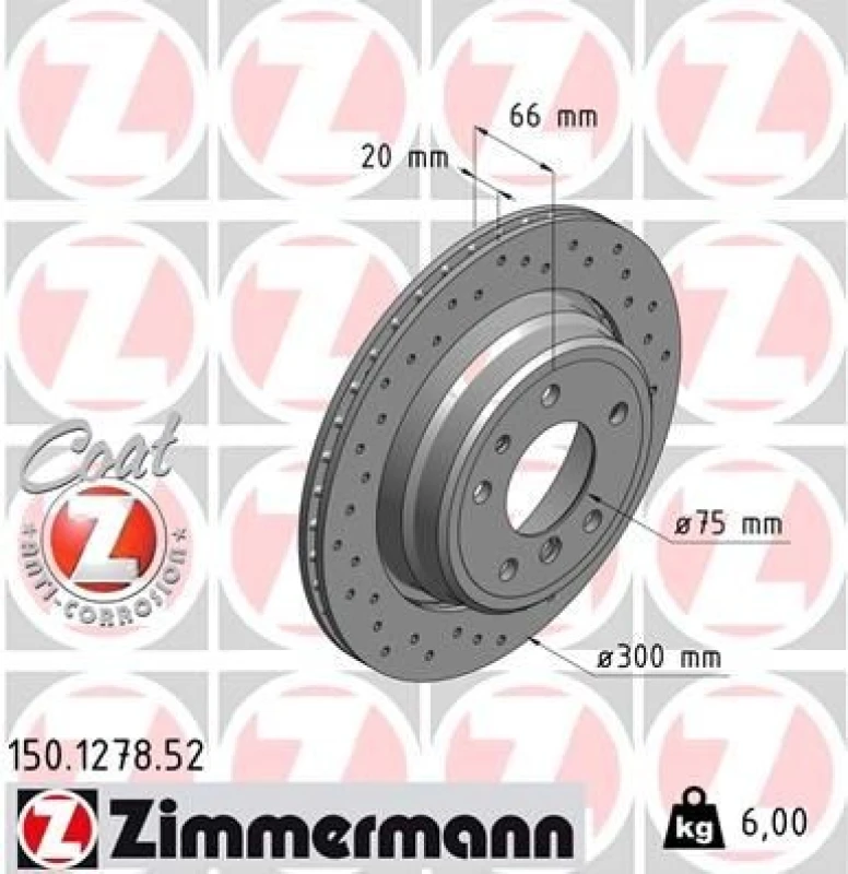 Image of ZIMMERMANN Brake disc ZIMMERMANN 150.1278.52