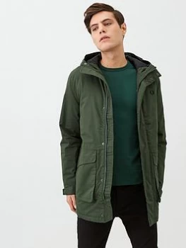 Image of Fred Perry Padded Hooded Jacket - Green Size M Men