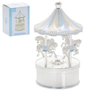 image of Silver Plated Musical Carousel Blue By Lesser & Pavey