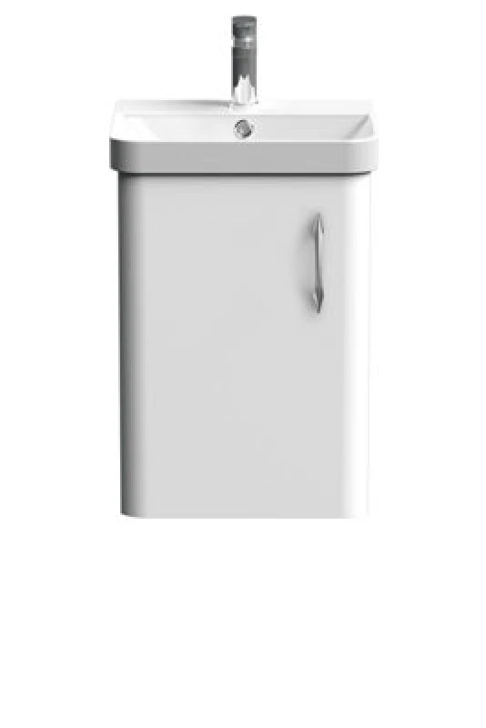 Image of Balterley Wall Hung 1 Door Vanity Basin Unit White Chrome D Shaped Handle 400mm White