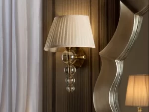 Image of Mercury Wall Light with Shade, Champagne, Curb, Beige, 1x E27
