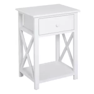 Image of Homcom 55Cm X Frame Side/End Table With Drawer And Shelf White