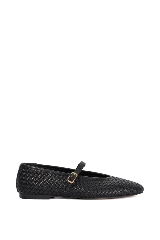 Image of Dune London Womens 'Headliner' Leather Ballet Pumps in Black Size: 4 Black Female 4