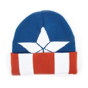 Image of Marvel Captain America: Civil War Knitted Cap Shield Logo Pattern Cuffed Beanie