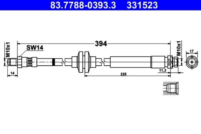 Image of Brake hose ATE 83.7788-0393.3