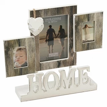 Image of Distressed Wood Look Triple Aperture Photo Frame - Home