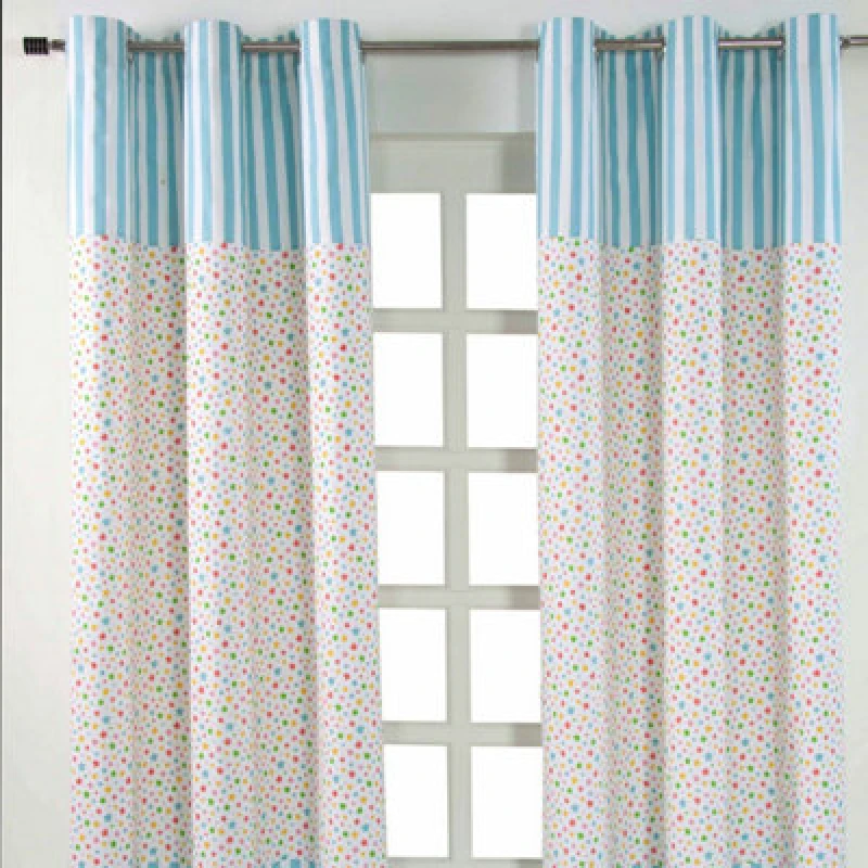 Image of Homescapes Cotton Multi Stars Ready Made Eyelet Curtain Pair, 137 X 228cm Drop