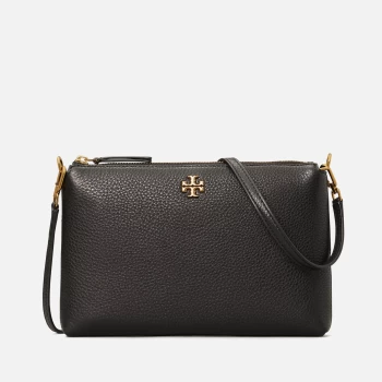 image of Tory Burch Womens Kira Pebbled Top Zip Cross Body Bag - Black