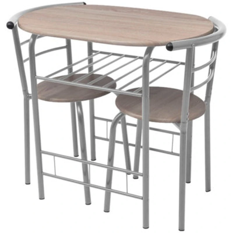 Image of vidaXL Breakfast Bar Set 3 Piece MDF Silver Kitchen Dining Room Table Stools