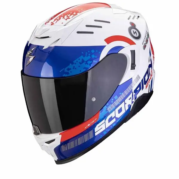 image of Scorpion Exo-520 Evo Air Titan White Blue Red Full Face Helmet M