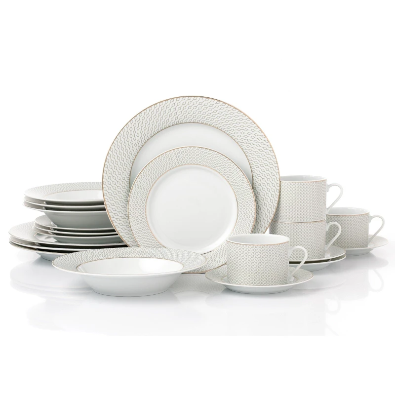 Image of Waterside 20Pc Diamond Gold Band Dinner Set 6331