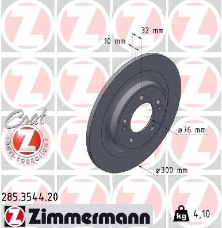Image of ZIMMERMANN Brake disc ZIMMERMANN 285.3544.20