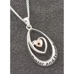 Image of Teardrop Two Tone Message Necklace Sister