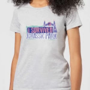 Image of Jurassic Park I Survived Jurassic Park Womens T-Shirt - Grey - L