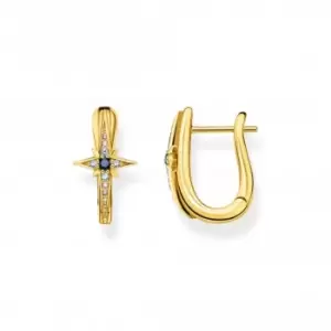 Image of Sterling Silver Gold Plated Magic Stars Hoop Earrings CR678-959-7