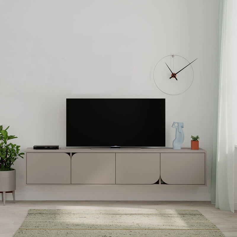 Image of DECORTIE Decortie - Spark Modern tv Stand Multimedia Centre tv Unit With Storage Cabinet 180cm - Mocha Grey - Mocha Grey M.TV.23535.7