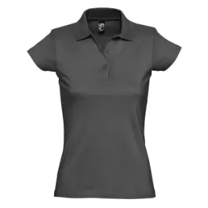 image of SOLS Womens/Ladies Prescott Short Sleeve Jersey Polo Shirt (M) (Dark Grey)