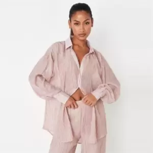 image of Missguided Oversized Shirt Co Ord - Pink