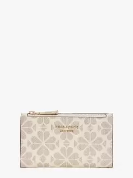 Image of Spade Flower Coated Canvas Small Slim Bifold Wallet - Cream - One Size