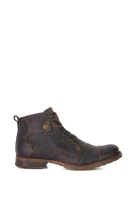 Image of Dune London Dune London Men 'Simon' Leather Smart Boots in Dark Brown Size: 10 Dark Brown 10 Male 5050808482749
