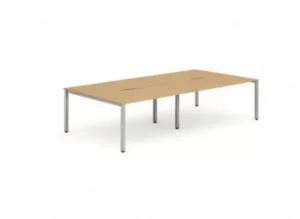 image of B2B Silver Frame Bench Desk 1200 Beech (4 Pod)