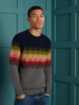 Image of Superdry Zig Zag Detail Crew Neck Knit - Multi Size M Men