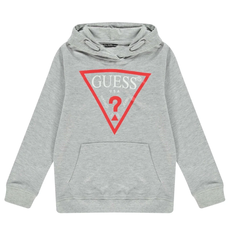 Image of Guess Kids Triangle Logo Hoodie Sweatshirt 14390782 Grey