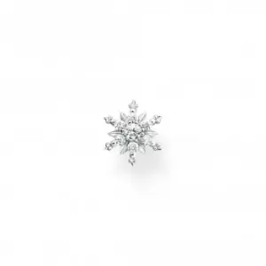 image of Sterling Silver Snowflake With White Stones Single Earring H2260-051-14