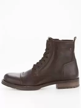 Image of Jack & Jones Russel Leather Stone Boots - Brown, Size 45, Men