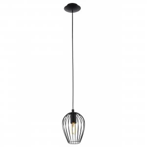 image of EGLO ES/E27 Caged Pendant Light Black - 49477