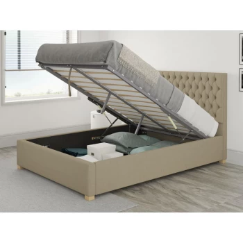 Image of Monroe Ottoman Upholstered Bed, Eire Linen, Natural - Ottoman Bed Size Double (135x190)